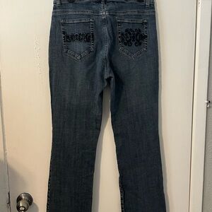 Chico's Blue Boot Cut Jeans with Decorative Stitching